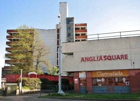 Back entrance to Anglia Square Shopping Centre. 